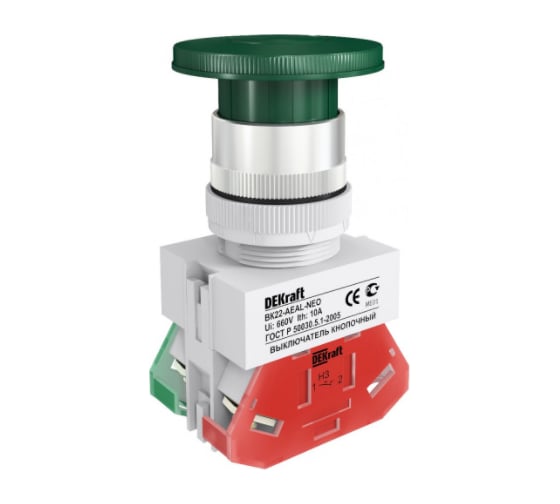 Выключатель кнопочный Dekraft ВК22-AEAL-GRN 25039DEK 10 шт 4620007067385 1