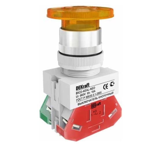 Выключатель кнопочный Dekraft ВК22-AELA-YEL-NEO 25031DEK 8 шт 4620007067309 1