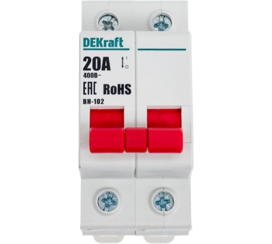 Выключатель нагрузки Dekraft ВН102-2Р-020А 17005DEK 6 шт 4620007063462 1