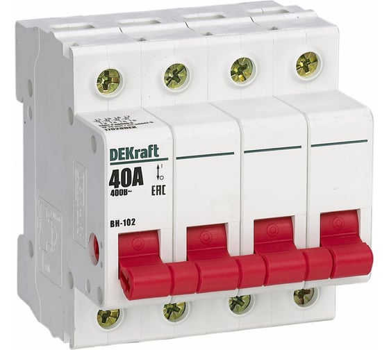 Выключатель нагрузки Dekraft ВН-102, 4 Р, 40 А, 400 В, 3 шт 17028DEK 4650070556547
