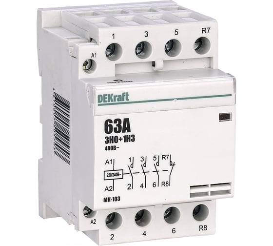 Модульный контактор Dekraft МК-103, 32 A, 230 B, 3НО+1НЗ, 4 шт 18075DEK 4610007505437
