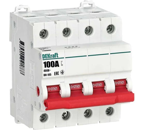 Выключатель-разъединитель Dekraft 4Р 100А ВН-105 17098DEK 3 шт 4680409041871 1