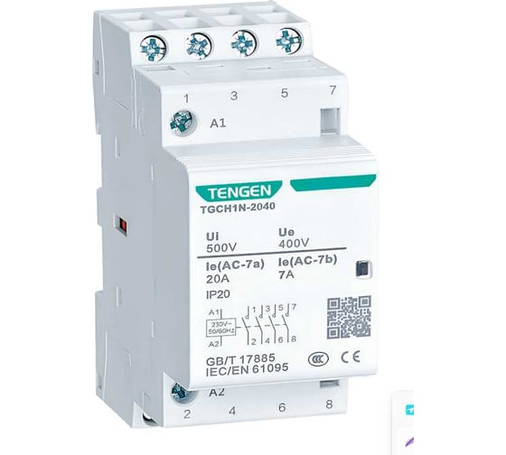 Контактор модульный Tengen TGCH1N-1631-230V 16A 3NO 1NC 230VAC 2х модуль УТ-00027052 1