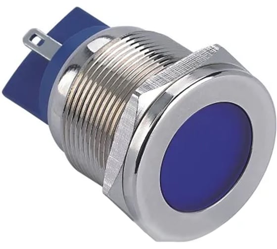 Индикаторная лампа Электротехник GQ22T-D/L/B/220V/S, синяя, металлический корпус, светодиодная матрица d=22мм, 220В AC/DC, IP67 ET020081 1
