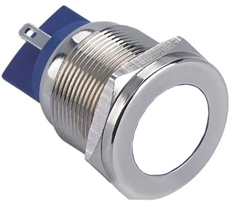 Индикаторная лампа Электротехник GQ22T-D/L/W/220V/S, белая, металлический корпус, светодиодная матрица d=22мм, 220В AC/DC, IP67 ET020082