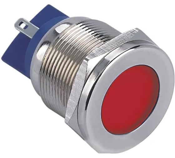 Индикаторная лампа Электротехник GQ22T-D/L/R/24V/S, красная, металлический корпус, светодиодная матрица d=22мм, 24В AC/DC, IP67 ET020086 1