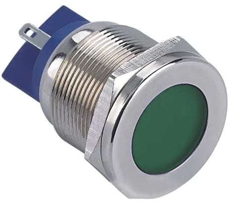 Индикаторная лампа Электротехник GQ22T-D/L/G/24V/S, зелёная, металлический корпус, светодиодная матрица d=22мм, 24В AC/DC, IP67 ET020084