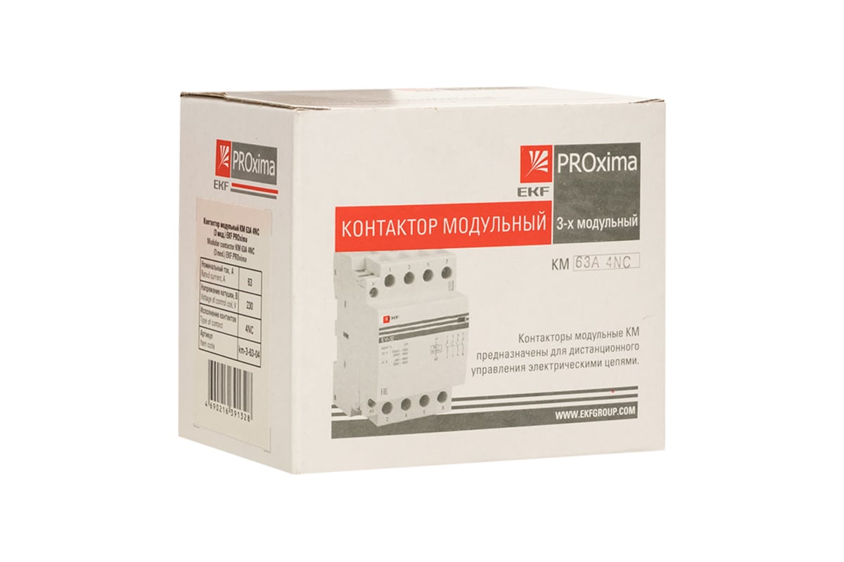 Модульный контактор EKF КМ 63А 4NC 3 модуля PROxima km-3-63-04 ...