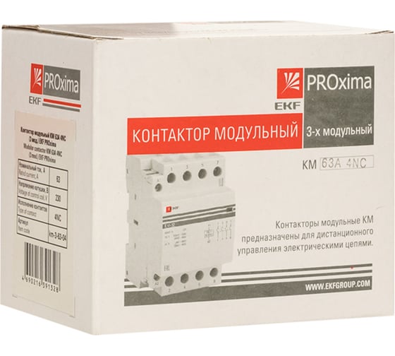 Модульный контактор EKF КМ 63А 4NC 3 модуля PROxima km-3-63-04