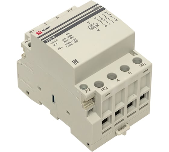 Модульный контактор EKF КМ 40А 2NО+2NC 3 модуля PROxima km-3-40-22