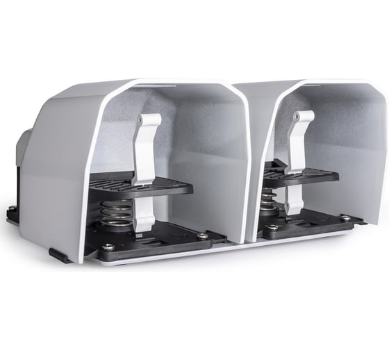 Педаль двойная Emas 2x1НО+1НЗ + 2x1НО+1НЗ, с защитным кожухом алюминий серого цвета, основание PDKA22GG10G 1