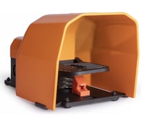 Педаль одиночная Emas 1НО+1НЗ, с фиксацией, с защитным кожухом алюминий оранжевого цвета PDKS11BX11T