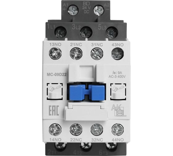 Контактор магнитный AKEL BA47 MC-09D22BD 3P 2NO+2NC/9A/24VDC 418703 1