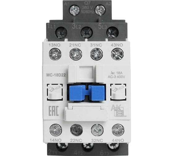 Контактор магнитный AKEL BA47 MC-18D22Q7 3P 2NO+2NC/18A/380VAC 418709 1