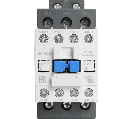 Контактор магнитный AKEL BA47 MC-38D22BD 3P 2NO+2NC/38A/24VDC 418723 1