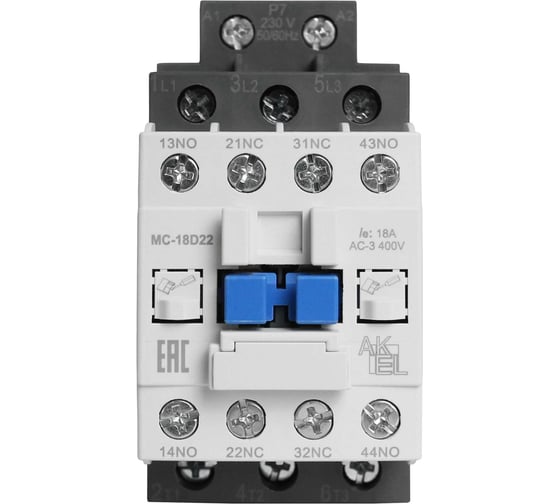 Контактор магнитный AKEL BA47 MC-18D22P7 3P 2NO+2NC/18A/230VAC 418708 1