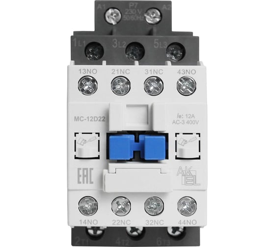 Контактор магнитный AKEL BA47 MC-12D22P7 3P 2NO+2NC/12A/230VAC 418704 1