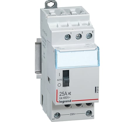 Контактор Legrand CX³ 3П 400 В~ с катушкой 230 В~ 25 A 3 Н.О. 2 модуля с рукояткой управления малошумный 412502