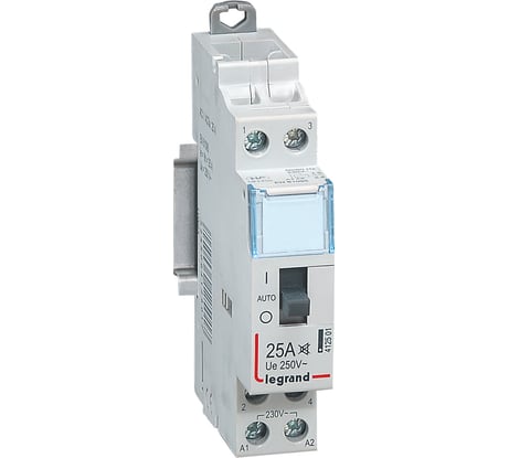 Контактор Legrand CX³ 2П 250 В~ с катушкой 230 В~ 25 A 2 Н.О. 1 модуль с рукояткой управления малошумный 412501