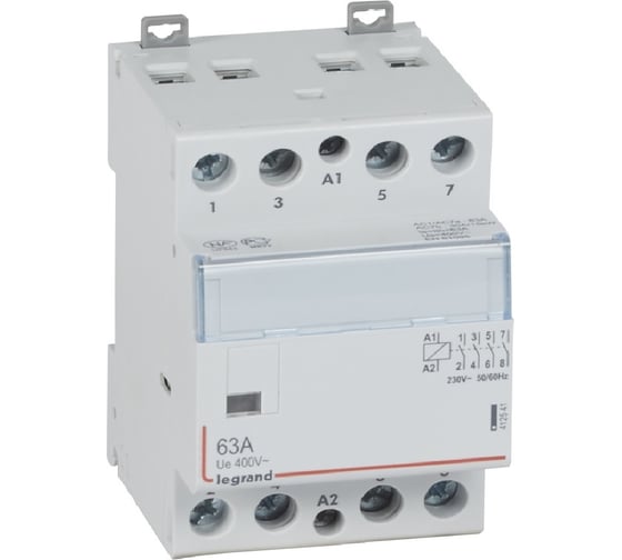 Контактор Legrand CX³ 4П 400 В~ с катушкой 230 В~ 63 A 4 Н.О. 3 модуля 412541 1