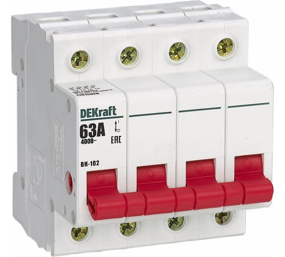 Выключатель нагрузки DEKraft 4п 63А ВН-102 17015DEK 1113283 3 шт 4620007063660 1