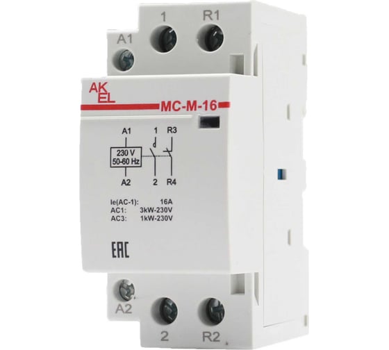 Контактор модульный Akel ВА47-МС-М-2-16-11 2 модуля 1NO+1NC/16A/230VAC 401207 1