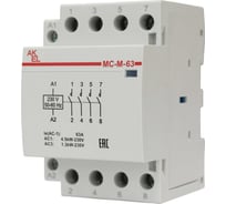 Контактор модульный AKEL ВА47-МС-М-3-63-40 3 модуля 4NO/63A/230VAC 401246