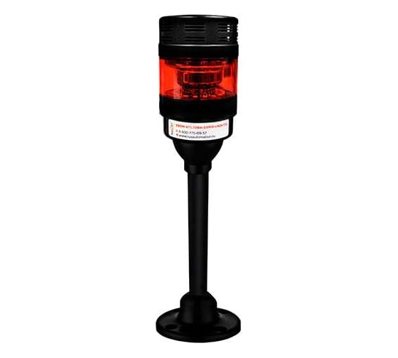 Светосигнальная колонна XSON d=70 мм, стойка 135 мм, постоянный звук, цвет: красный, 24 В DC, IP53 XSON-BTL70BK-S1AFR-LN24-135 1