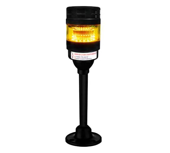 Светосигнальная колонна XSON d=70 мм, стойка 225 мм, прерывистый звук, цвет: желтый, 24 В DC, IP53 XSON-BTL70BK-S1PFY-LN24-225 1