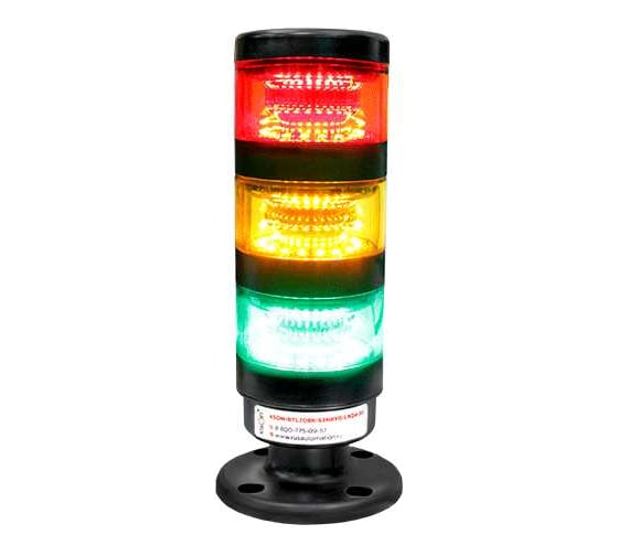 Светосигнальная колонна XSON d = 70 мм, стойка 30 мм, без зуммера, цвета: красный, желтый, зеленый, 24 В DC, IP65 XSON-BTL70BK-S3NRYG-LN24-30 1