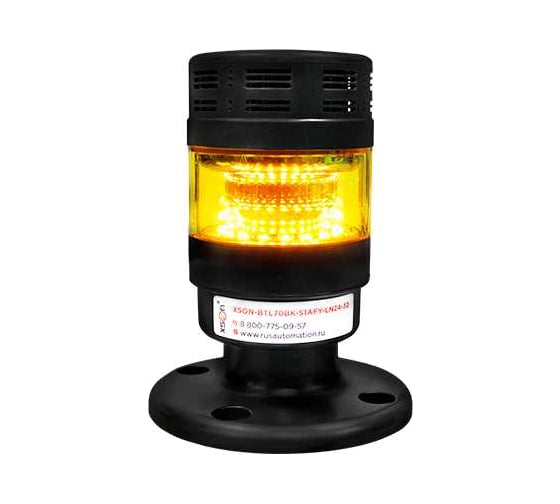 Светосигнальная колонна XSON d = 70 мм, стойка 30 мм, постоянный звук, цвет: желтый, 24 В DC, IP53 XSON-BTL70BK-S1AFY-LN24-30 1