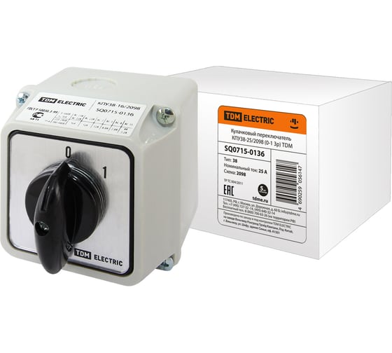 Кулачковый переключатель TDM ELECTRIC КПУ38-25/2098 (0-1 3р) SQ0715-0136