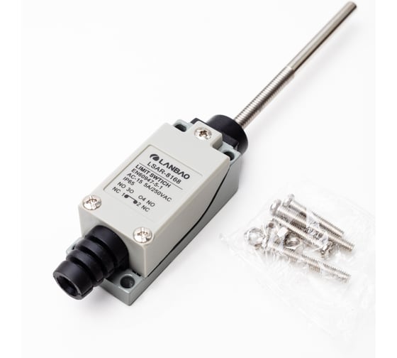 Kонцевой выключатель мгновенного действия Lanbao LSAR-8168 корпус 28x25,5x177,9 цинковый сплав, IP65, NO/NC пружинный рычаг 08-00052618 1