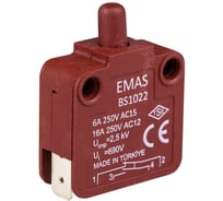 Мини-выключатель EMAS привод пластиковый плунжер (1НО + 1НЗ, мгновенное действие), пластиковый корпус (250В AC, 16А), IP50 BS1022