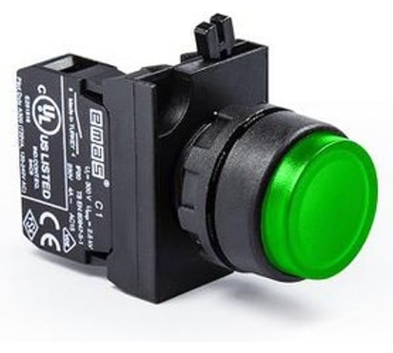 Кнопка выступающая EMAS (1НО), зелёный цвет, серия CP (250В AC, 4А), IP65 CP100HY 1