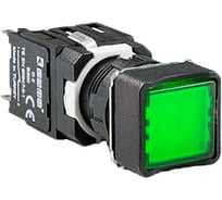 Кнопка Emas квадратная (1НО+1НЗ), зелёный цвет, серия D (250В AC, 1,5А), IP50 D102KDY