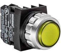 Кнопка выступающая Emas (1НО+1НО), жёлтый цвет, серия H (30мм) (250В AC, 4А), IP50 H101HS