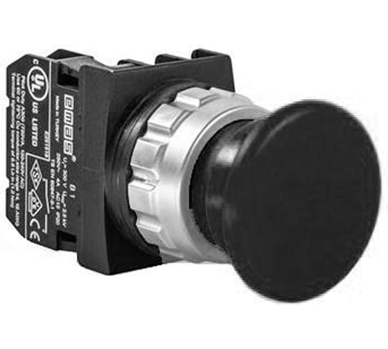 Кнопка Emas Грибок 40мм (1НО), без фиксации, чёрный цвет, серия H (30мм) (250В AC, 4А), IP50 H100MH 1