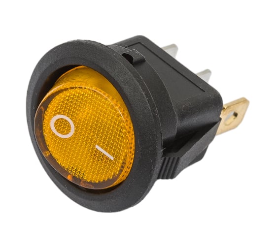 Круглая клавиша Nord-Yada 12V 20А желтая с подсветкой (3 контакта) ON-OFF (2шт в упаковке) 905478