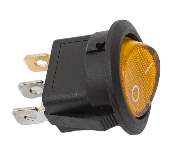 Круглая клавиша Nord-Yada 12V 20А желтая с подсветкой (3 контакта) ON-OFF (2шт в упаковке) 905478