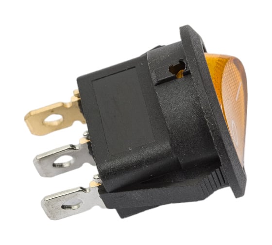 Круглая клавиша Nord-Yada 12V 20А желтая с подсветкой (3 контакта) ON-OFF (2шт в упаковке) 905478