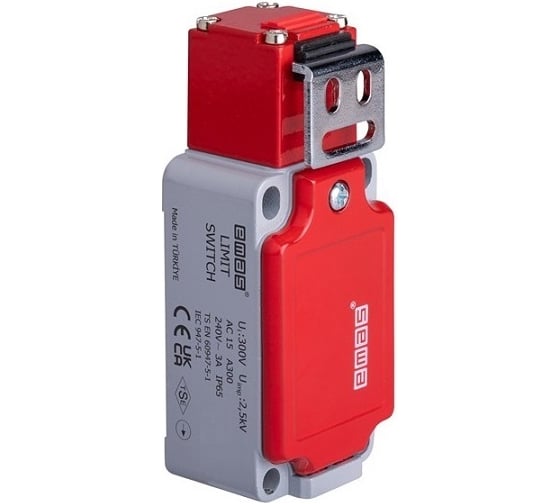 Концевой выключатель Emas привод изогнутый металлический кронштейн (ключ-инциатор) (2НЗ+1НО, синхронное срабатывание), серия L52, металлический корпус (240В AC, 3А), IP65 L52K25LUM321 1