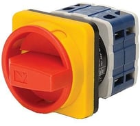 Переключатель Emas двухпозиционный аварийный 63А (0-1) 90гр, 3 полюса + нейтраль, рамка 64х64мм, 400В AC, IP54 PSA063AK941E