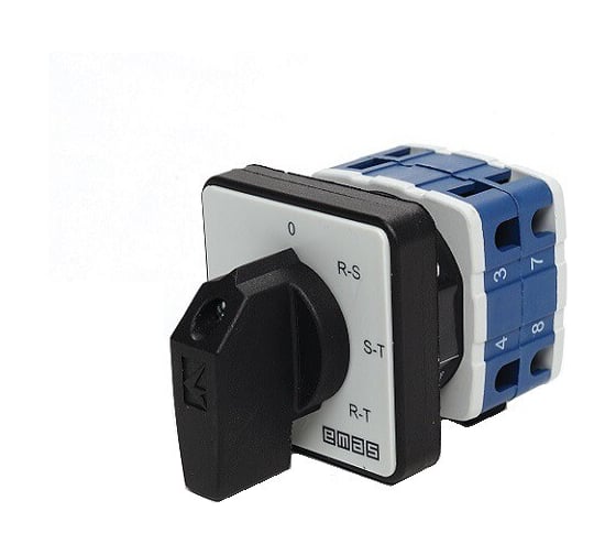 Переключатель предела Emas для вольтмерта (фаза-фаза) 20А, 4 полюса, рамка 48х48мм, 400В AC, IP54 PSA020OK422S 1