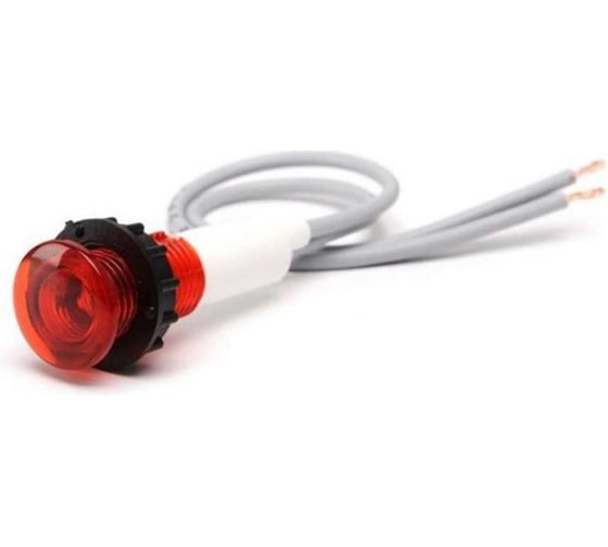 Сигнальная арматура Emas 10мм, красный цвет, светодиод, кабель 12см (силикон), 24В AC/DC S102LK2 1