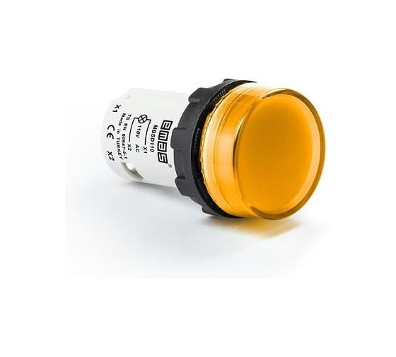 Сигнальная арматура Emas моноблочная, плоская линза, жёлтый цвет, серия MB, 110В AC, IP54 MBSD110S 1