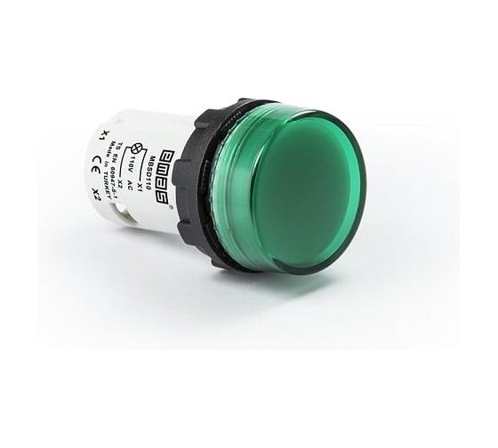 Сигнальная арматура Emas моноблочная, плоская линза, зелёный цвет, серия MB, 110В AC, IP54 MBSD110Y 1
