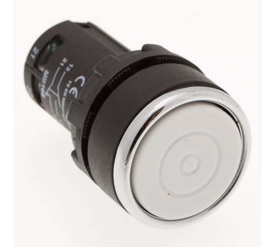 Кнопка с фиксацией моноблочная Emas (1НО+1НЗ), белый цвет, серия MB (240В, 0,3А), IP50 MB102FB 1