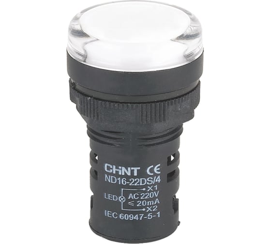 Индикатор CHINT ND16-22DS/4 белый АС 400В (R) (уп. 10 шт.) 593430 1