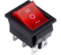 Переключатель клавишный SMARTBUY 250В 16А (6с) ON-OFF-ON красный с подсветкой и нейтралью () SBE-16-S32r